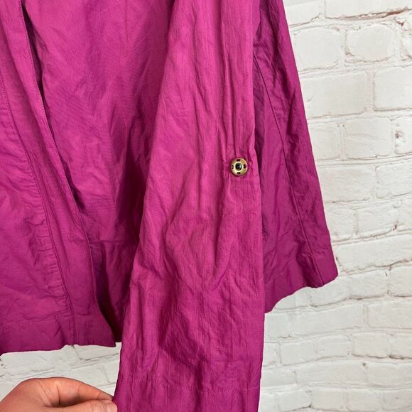 COLDWATER CREEK pink purple zipper roll tab sleeve jacket blazer rain coat 10 - Picture 6 of 8